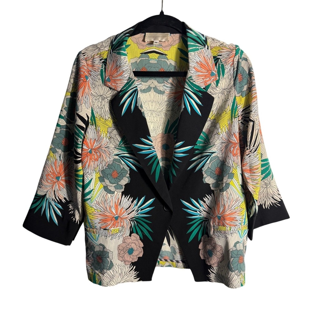 Corey Lynn Calter Floral Single Button Blazer Black Multi Size M 314ANJ75X